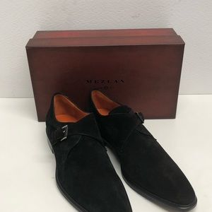 Mezlan Shoes - Mezlan shoes black monk strap suede point toe Mezlan Shoes - Mezlan shoes black monk strap suede point toe